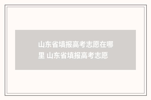 山东省填报高考志愿在哪里 山东省填报高考志愿