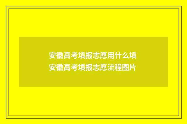安徽高考填报志愿用什么填 安徽高考填报志愿流程图片