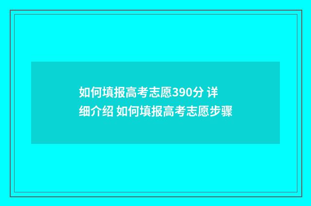如何填报高考志愿390分 详细介绍 如何填报高考志愿步骤