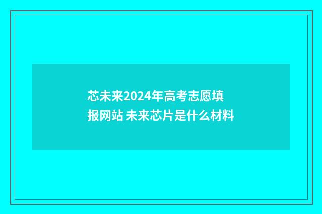 芯未来2024年高考志愿填报网站 未来芯片是什么材料
