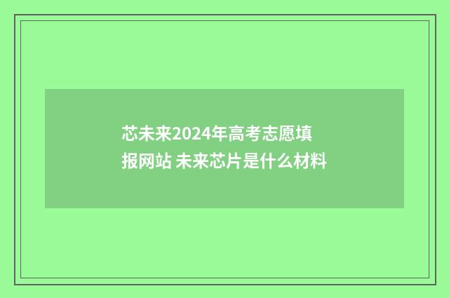芯未来2024年高考志愿填报网站 未来芯片是什么材料