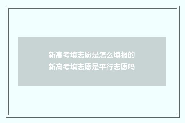 新高考填志愿是怎么填报的 新高考填志愿是平行志愿吗