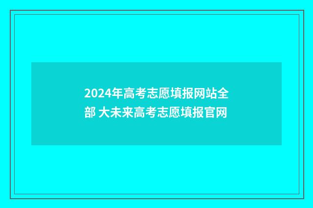 2024年高考志愿填报网站全部 大未来高考志愿填报官网