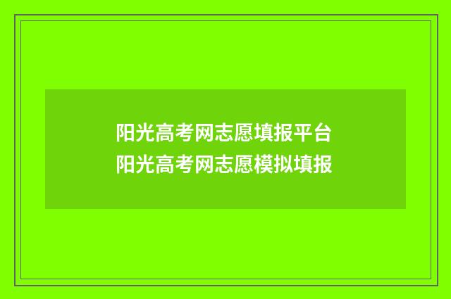 阳光高考网志愿填报平台 阳光高考网志愿模拟填报