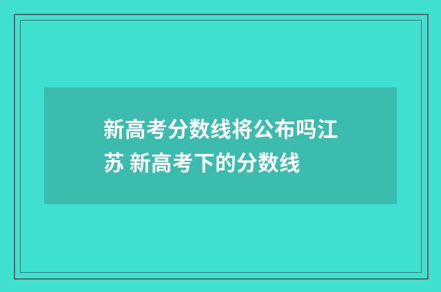 新高考分数线将公布吗江苏 新高考下的分数线