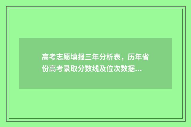 高考志愿填报三年分析表，历年省份高考录取分数线及位次数据 高考志愿填报三字诀