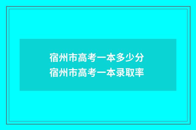 宿州市高考一本多少分 宿州市高考一本录取率