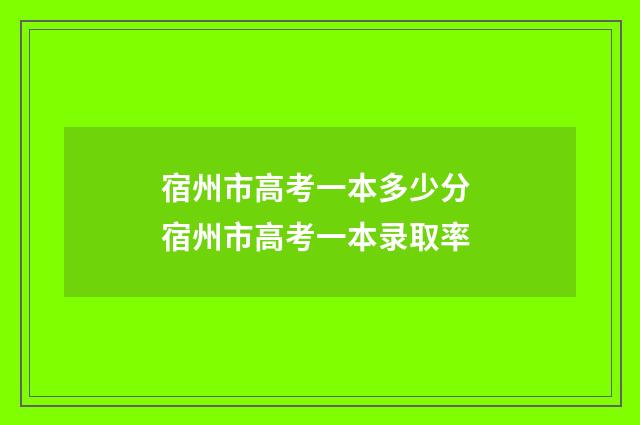 宿州市高考一本多少分 宿州市高考一本录取率