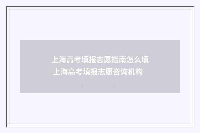 上海高考填报志愿指南怎么填 上海高考填报志愿咨询机构