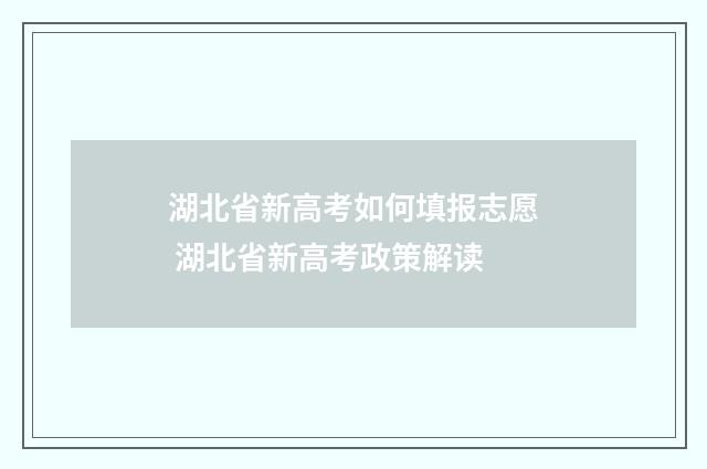 湖北省新高考如何填报志愿 湖北省新高考政策解读