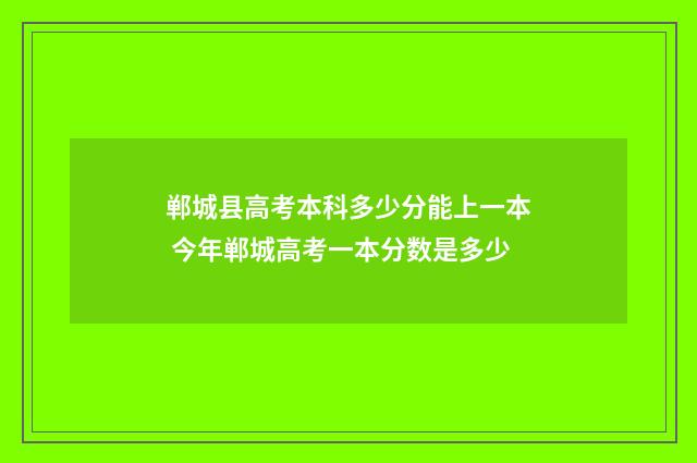 郸城县高考本科多少分能上一本 今年郸城高考一本分数是多少