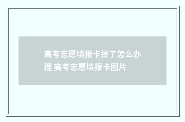 高考志愿填报卡掉了怎么办理 高考志愿填报卡图片
