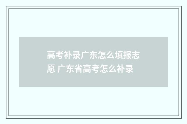 高考补录广东怎么填报志愿 广东省高考怎么补录