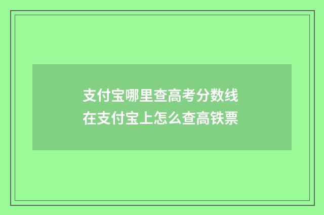 支付宝哪里查高考分数线 在支付宝上怎么查高铁票