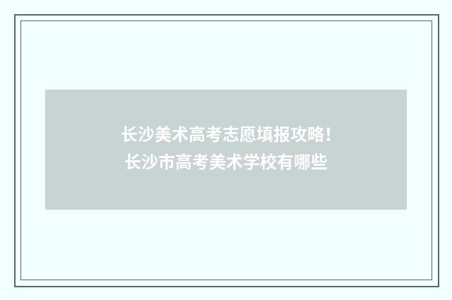 长沙美术高考志愿填报攻略！ 长沙市高考美术学校有哪些