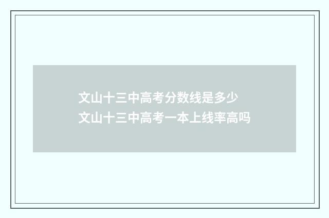 文山十三中高考分数线是多少 文山十三中高考一本上线率高吗