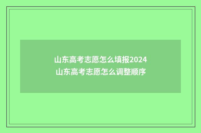 山东高考志愿怎么填报2024 山东高考志愿怎么调整顺序