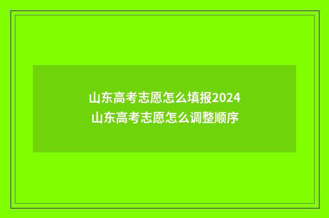 山东高考志愿怎么填报2024 山东高考志愿怎么调整顺序