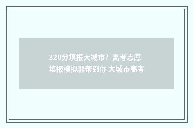 320分填报大城市？高考志愿填报模拟器帮到你 大城市高考