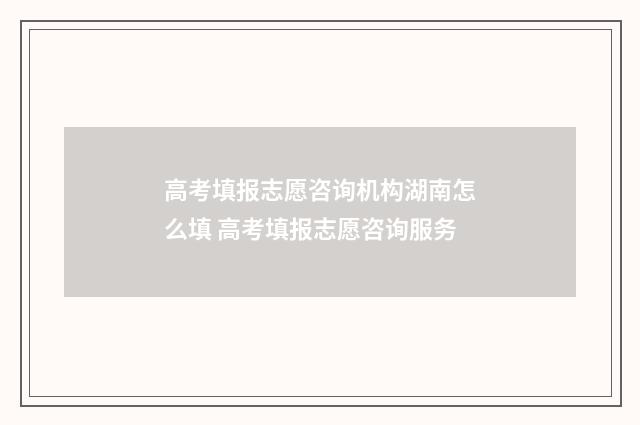 高考填报志愿咨询机构湖南怎么填 高考填报志愿咨询服务