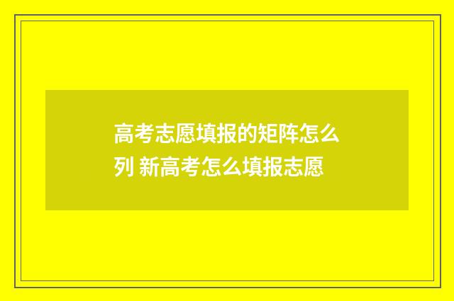高考志愿填报的矩阵怎么列 新高考怎么填报志愿