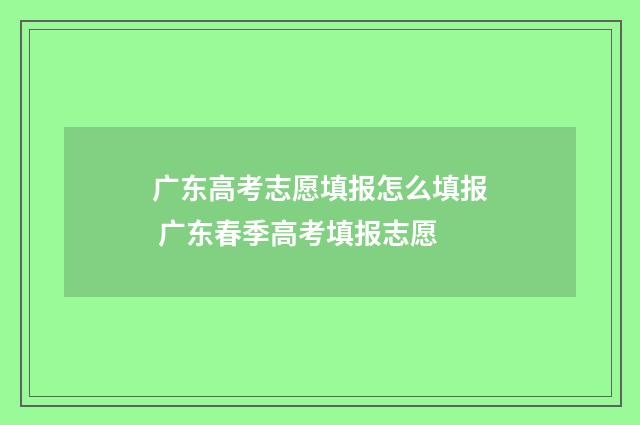 广东高考志愿填报怎么填报 广东春季高考填报志愿