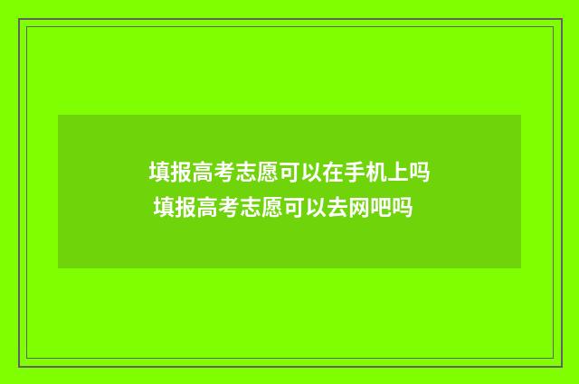 填报高考志愿可以在手机上吗 填报高考志愿可以去网吧吗