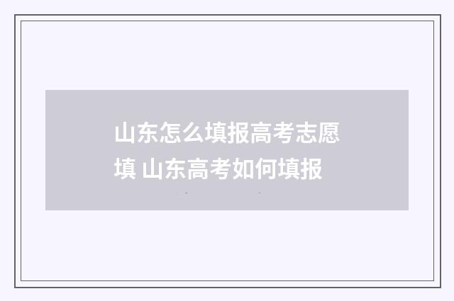 山东怎么填报高考志愿填 山东高考如何填报