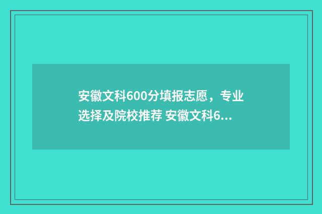 安徽文科600分填报志愿，专业选择及院校推荐 安徽文科600分能上211吗