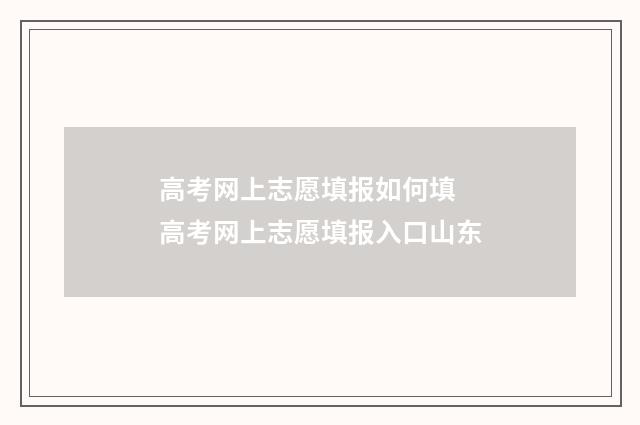高考网上志愿填报如何填 高考网上志愿填报入口山东