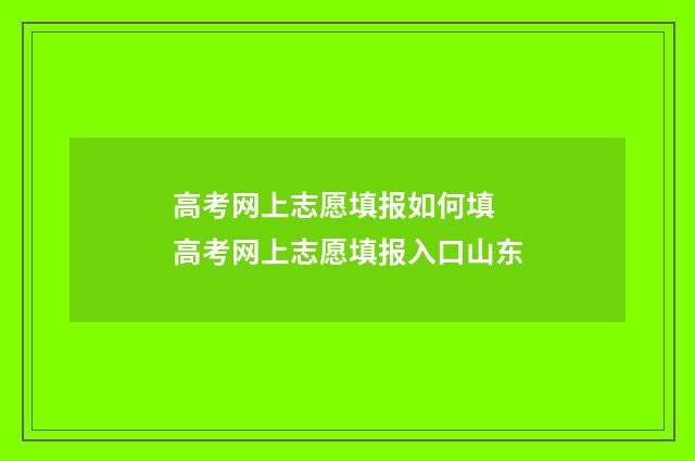 高考网上志愿填报如何填 高考网上志愿填报入口山东