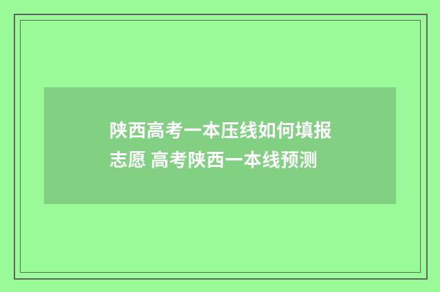 陕西高考一本压线如何填报志愿 高考陕西一本线预测