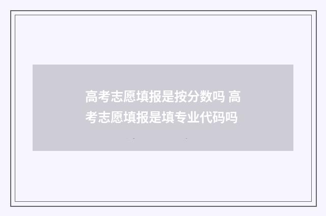 高考志愿填报是按分数吗 高考志愿填报是填专业代码吗