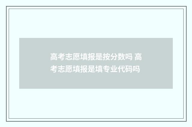 高考志愿填报是按分数吗 高考志愿填报是填专业代码吗