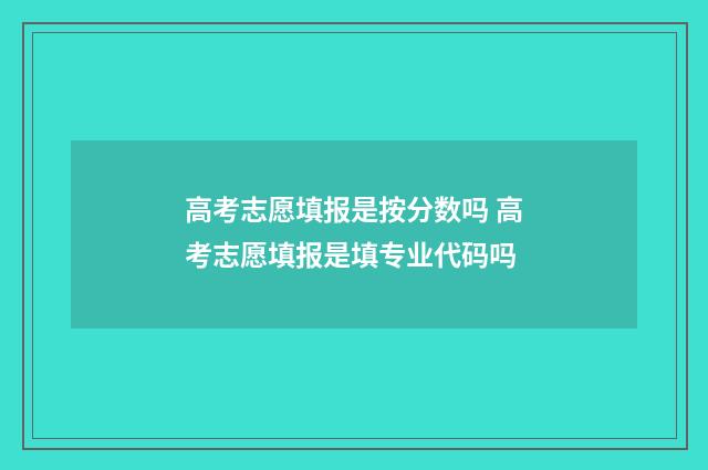 高考志愿填报是按分数吗 高考志愿填报是填专业代码吗