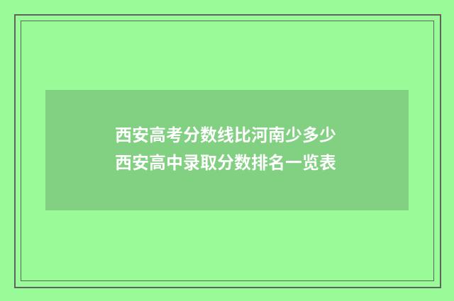 西安高考分数线比河南少多少 西安高中录取分数排名一览表