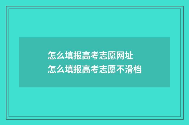 怎么填报高考志愿网址 怎么填报高考志愿不滑档