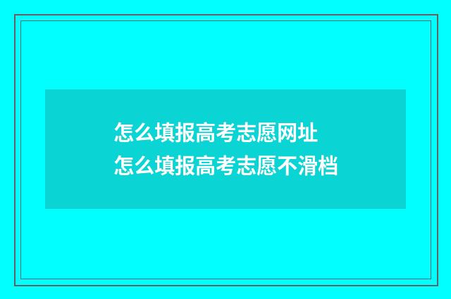 怎么填报高考志愿网址 怎么填报高考志愿不滑档
