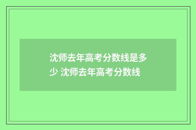 沈师去年高考分数线是多少 沈师去年高考分数线