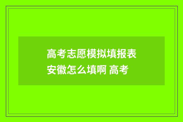 高考志愿模拟填报表安徽怎么填啊 高考