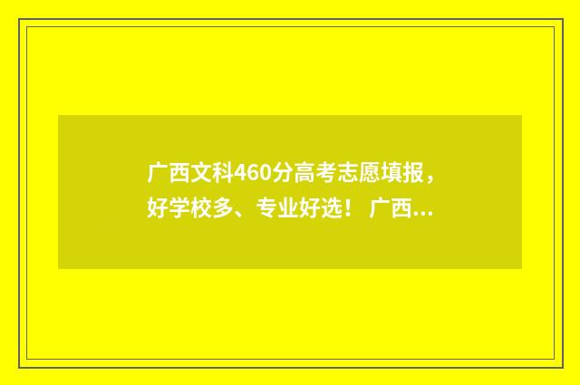 广西文科460分高考志愿填报，好学校多、专业好选！ 广西文科440