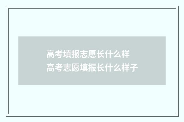 高考填报志愿长什么样 高考志愿填报长什么样子