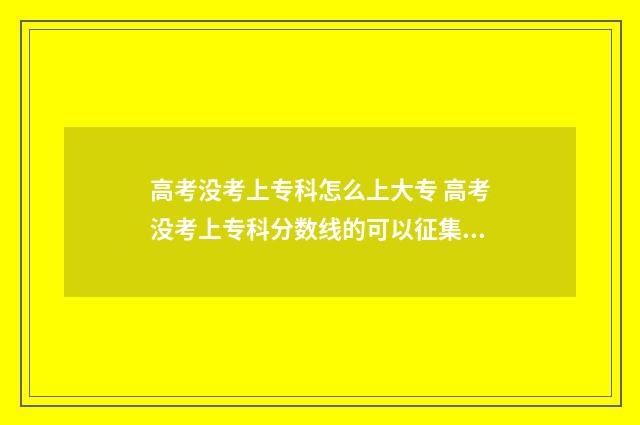 高考没考上专科怎么上大专 高考没考上专科分数线的可以征集吗?