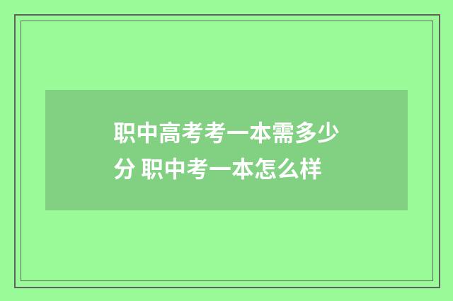 职中高考考一本需多少分 职中考一本怎么样