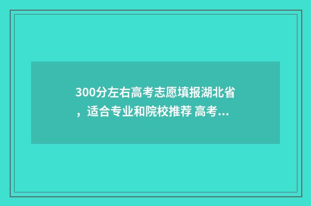 300分左右高考志愿填报湖北省，适合专业和院校推荐 高考300分什么概念能上什么大学