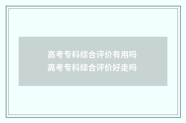 高考专科综合评价有用吗 高考专科综合评价好走吗