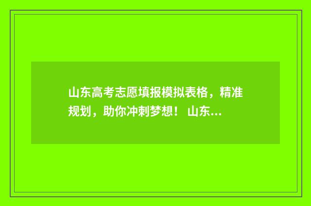 山东高考志愿填报模拟表格，精准规划，助你冲刺梦想！ 山东高考志愿填报方式