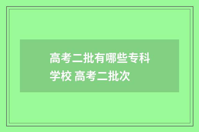 高考二批有哪些专科学校 高考二批次