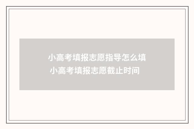 小高考填报志愿指导怎么填 小高考填报志愿截止时间