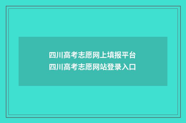 四川高考志愿网上填报平台 四川高考志愿网站登录入口
